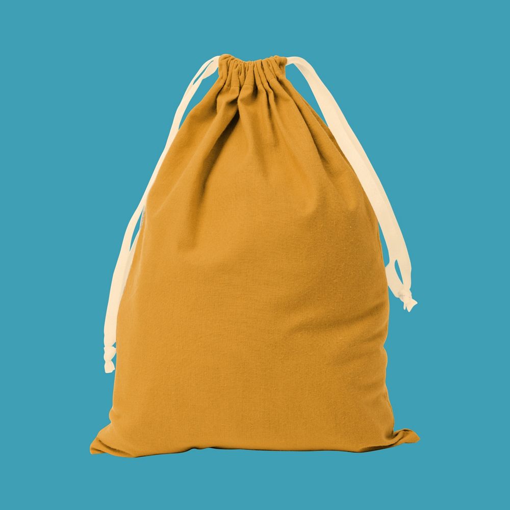 Editable yellow drawstring bag mockup