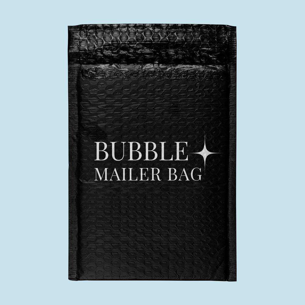 Bubble mailer mockup, shipping product packaging