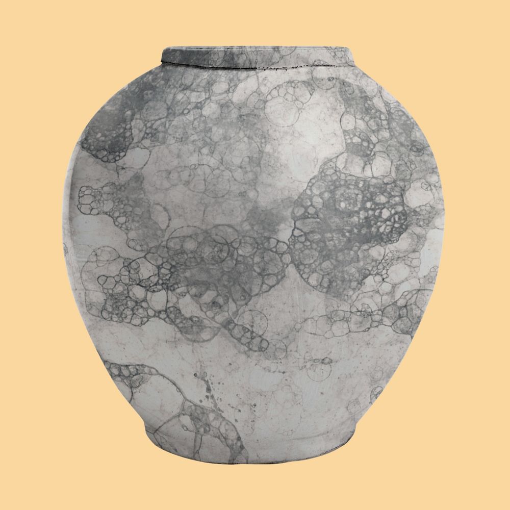 Gray vase mockup, bubble art design