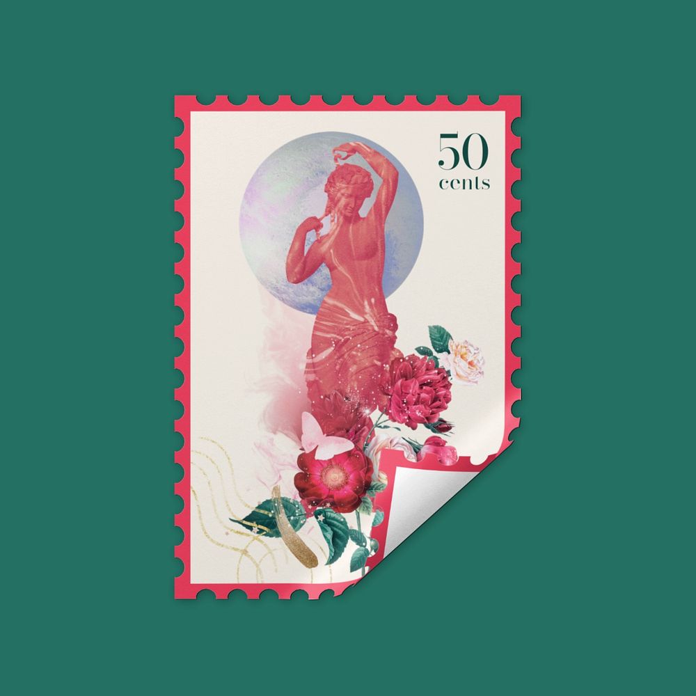 Postage stamp mockup, realistic paper