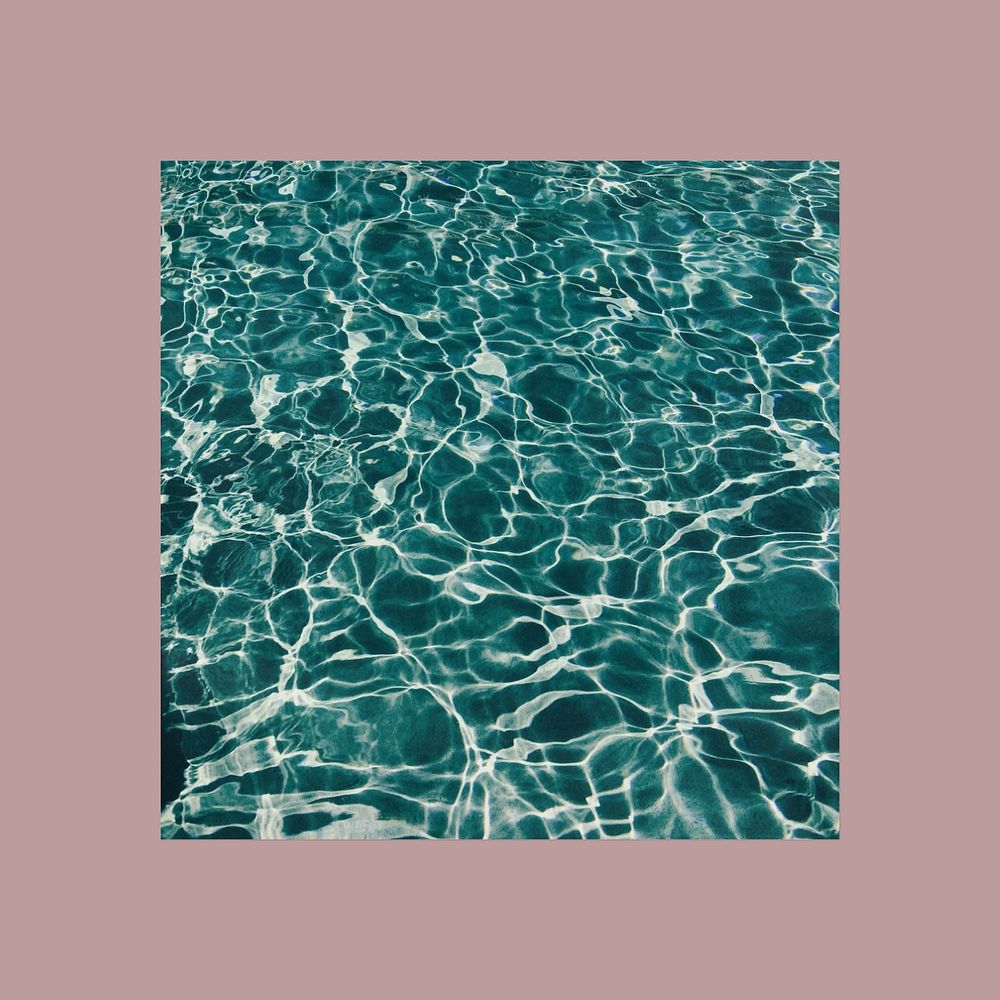 Realistic note paper mockup, pool water reflection photo