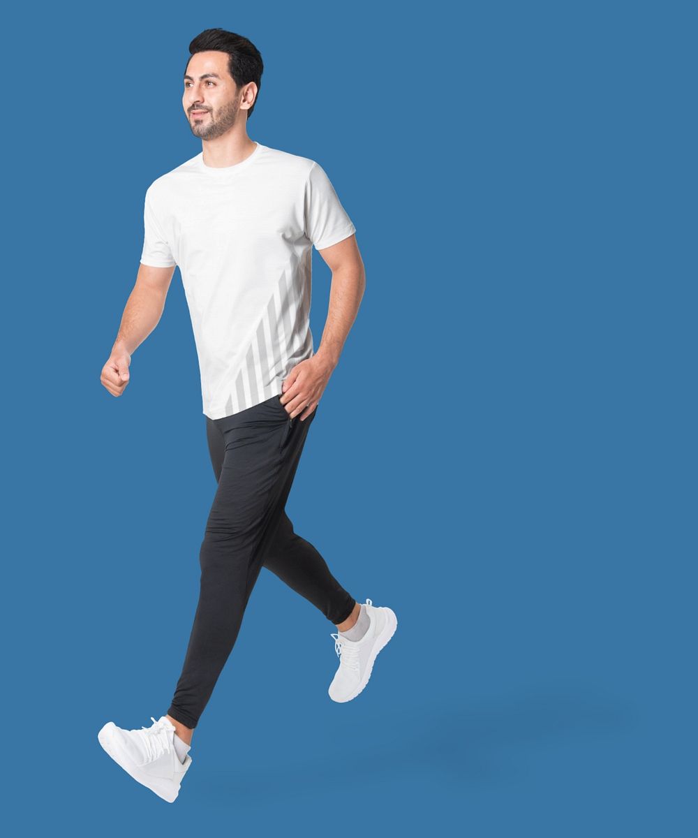 T-shirt customizable mockup, sweatpants, men's sportswear