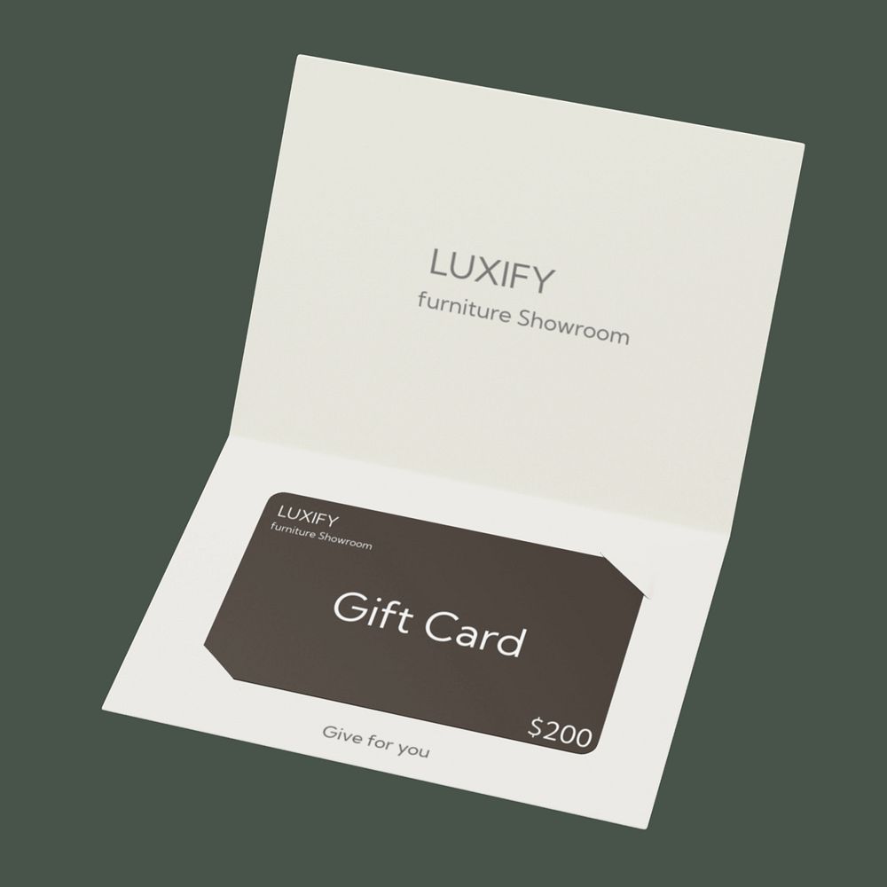 Gift card mockup, green 3D rendering design