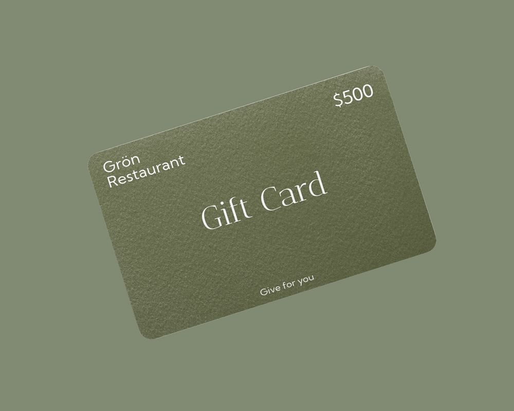 Gift card mockup, green 3D rendering design 