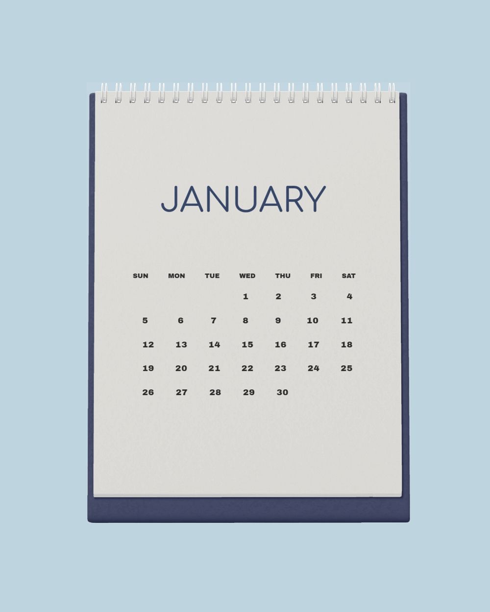 Desk calendar mockup, blue 3D rendering design 