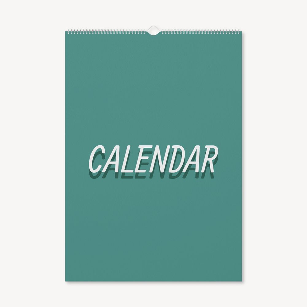 Wall calendar mockup, green 3D rendering design 