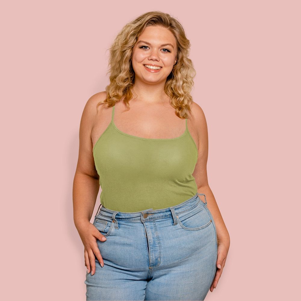 Women's tank top mockup, editable plus size fashion