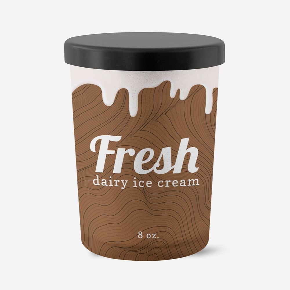 Brown ice-cream tub mockup, editable product packaging design