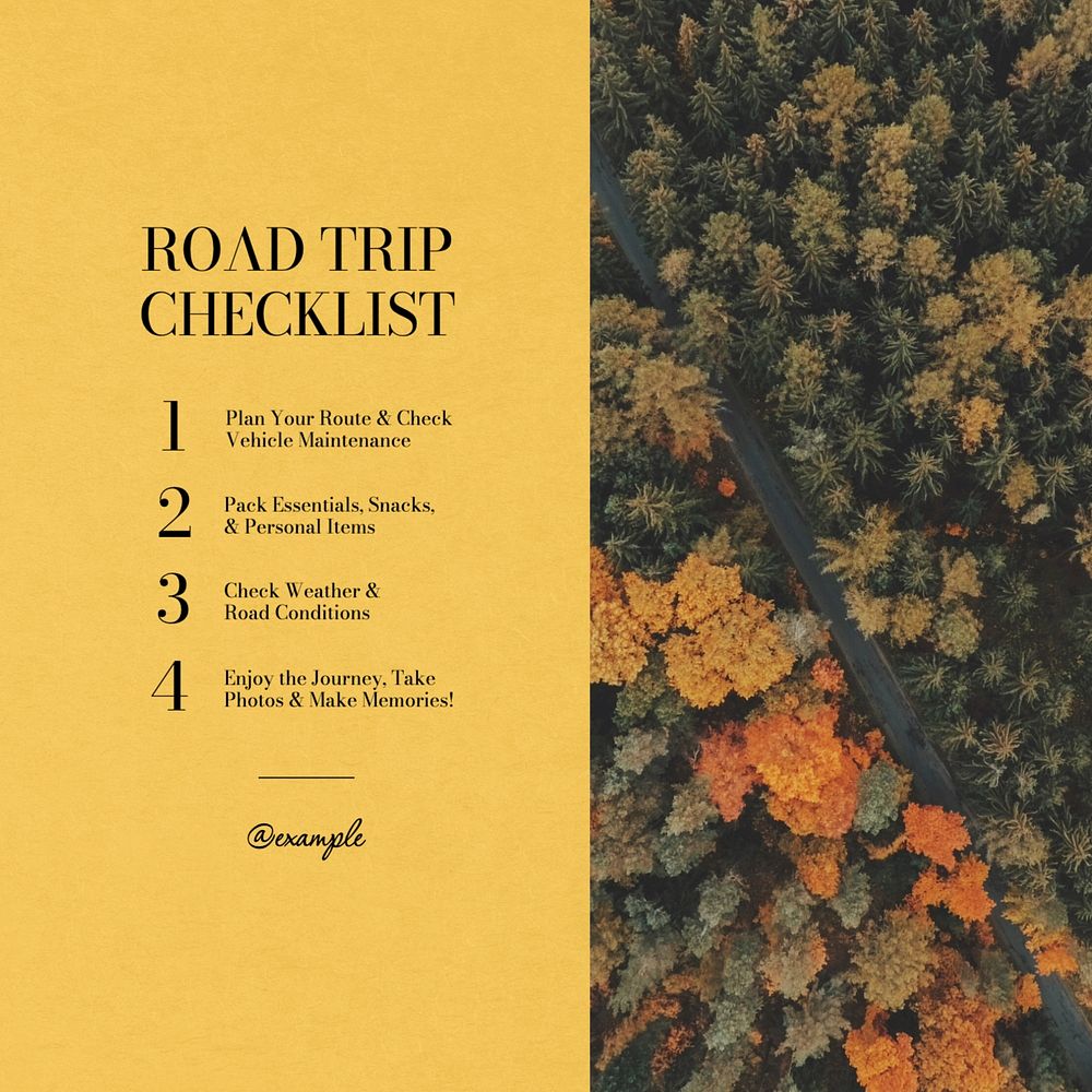 Road trip checklist Instagram post template