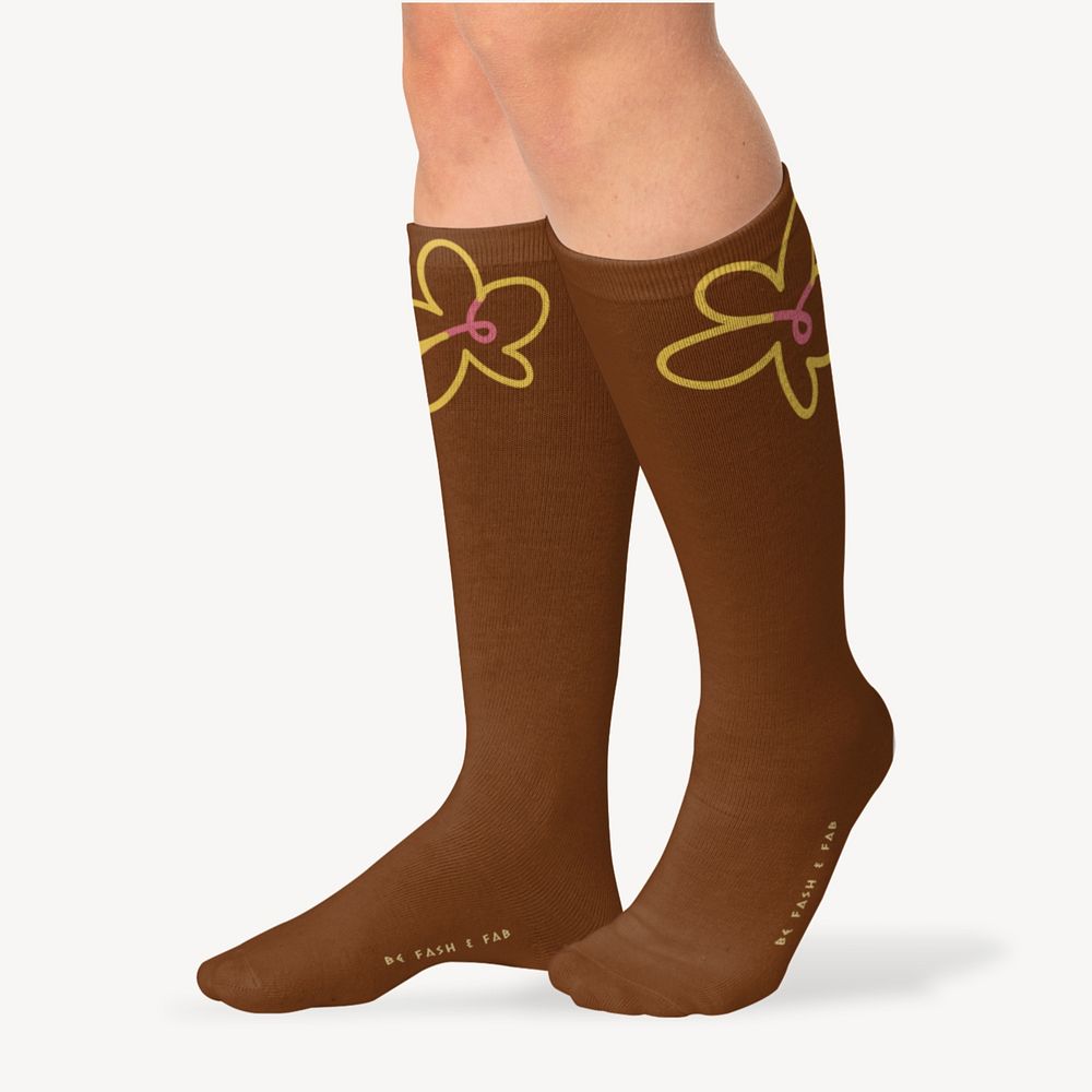 Editable brown socks mockup design