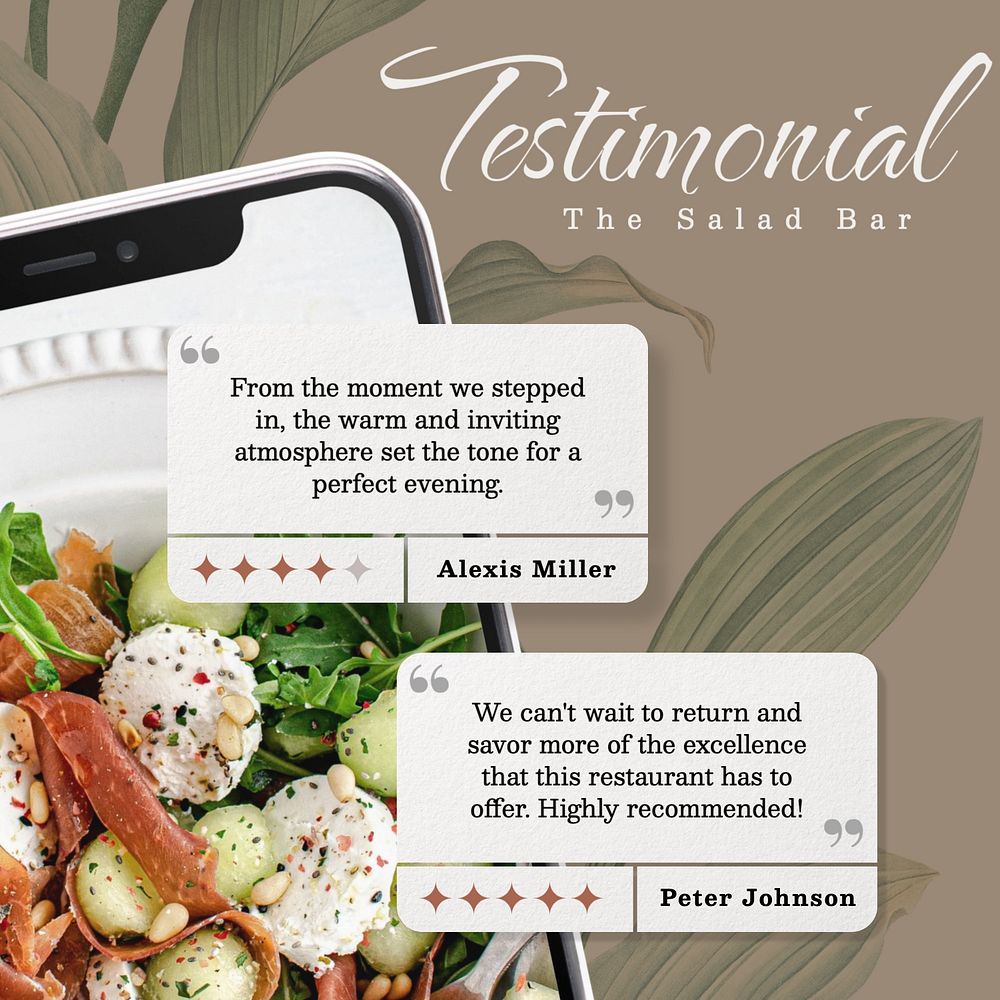 Salad testimonial Instagram post template