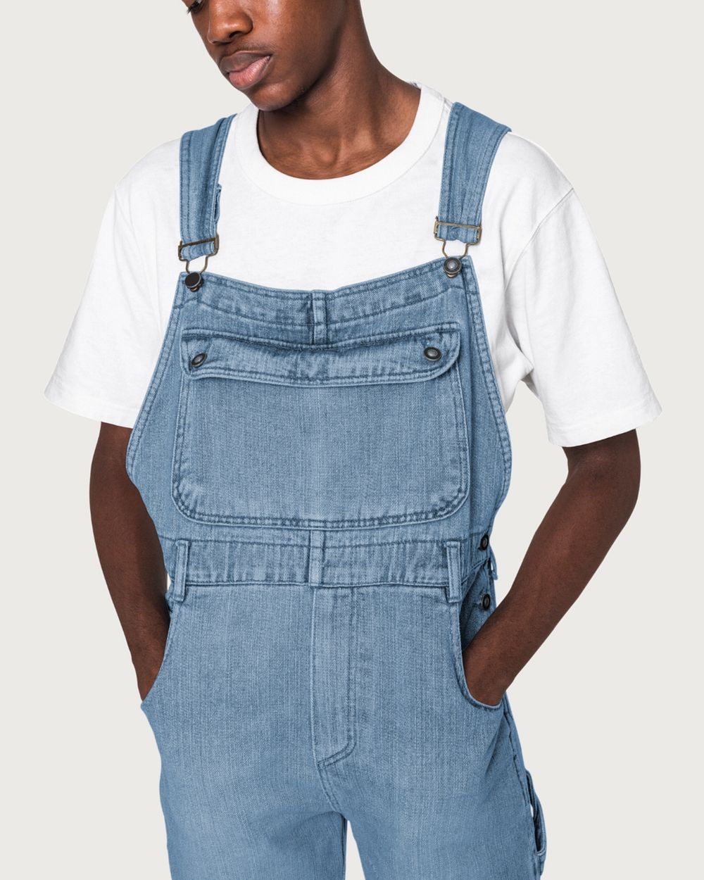 Overall & t-shirt mockup, editable casual apparel