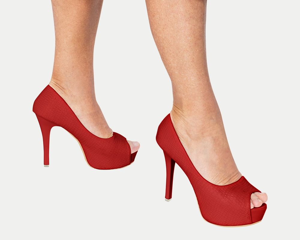 Red high heels editable mockup, fashion footwear