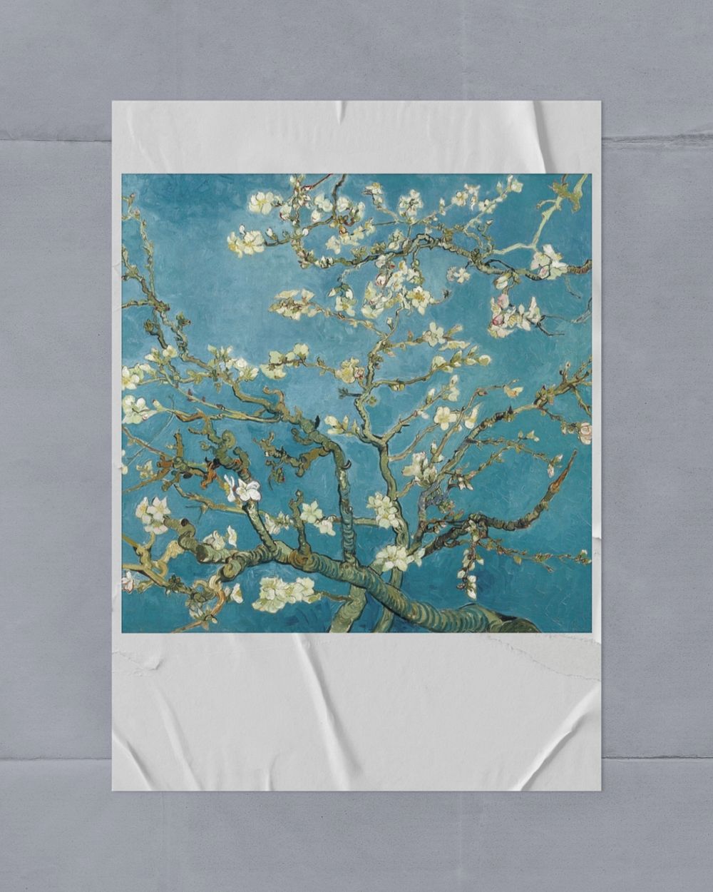 Instant film frame mockup, Van Gogh's Almond blossom editable design. Remixed by rawpixel.