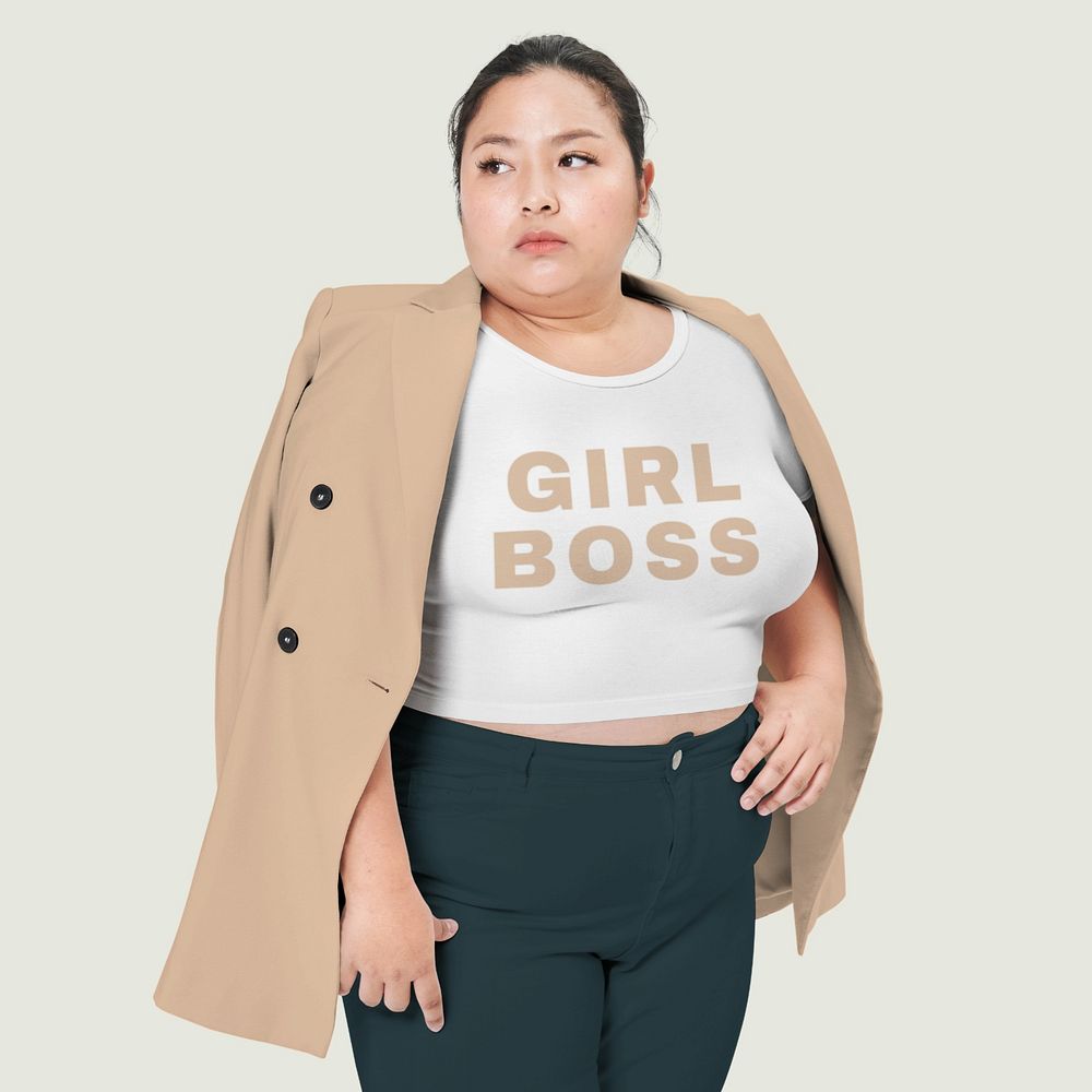 Women's smart wear mockup, editable plus-size fashion design