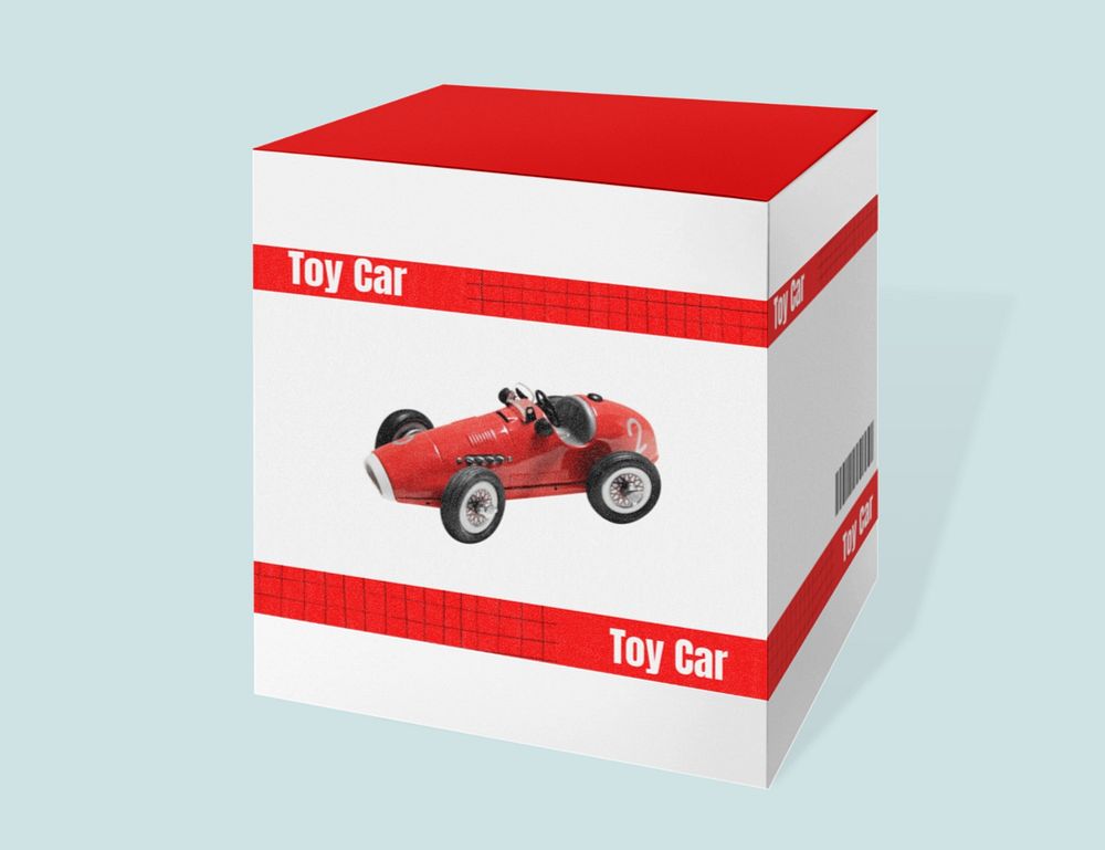 Toy car box mockup, editable label design