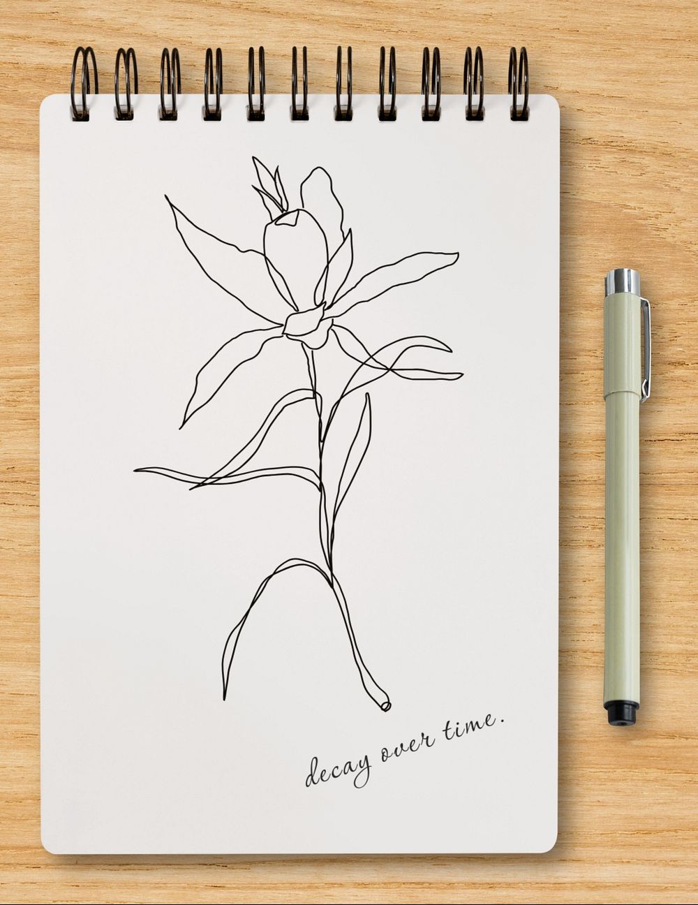 Editable note paper mockup, flower doodle design