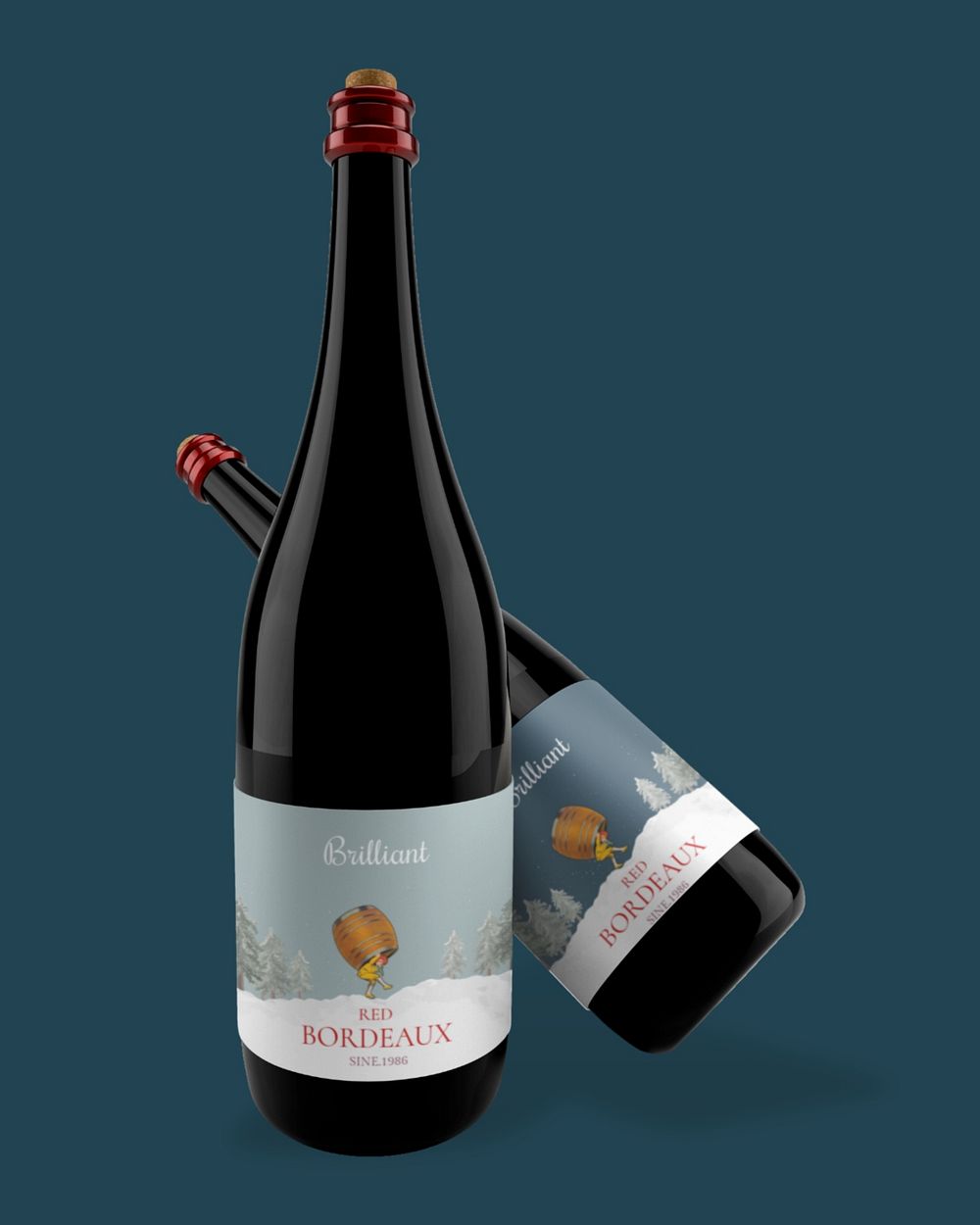 Wine bottle mockup, editable label design