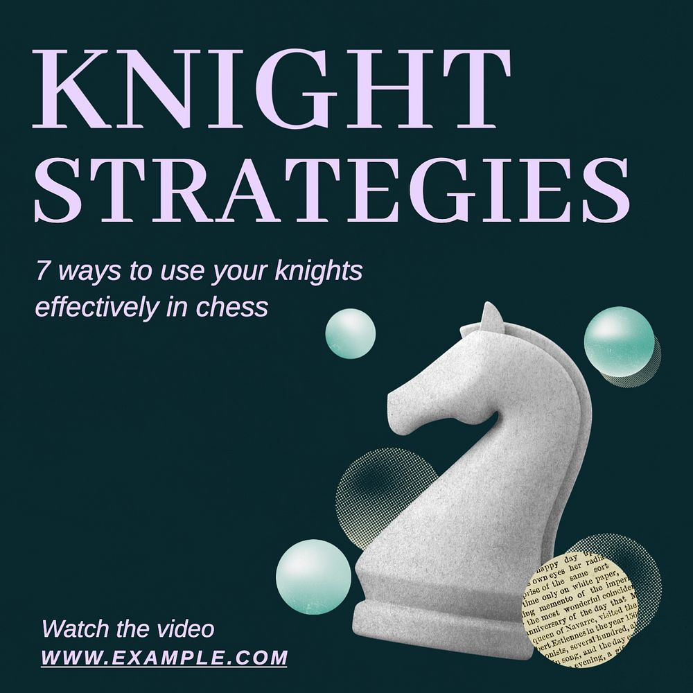 Chess knight strategy Instagram post template