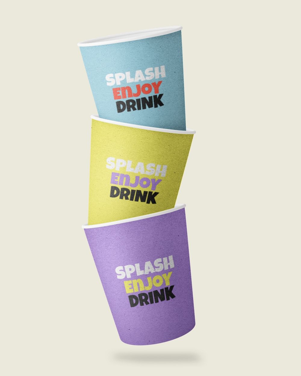 Editable paper cup mockups, colorful eco-friendly product design