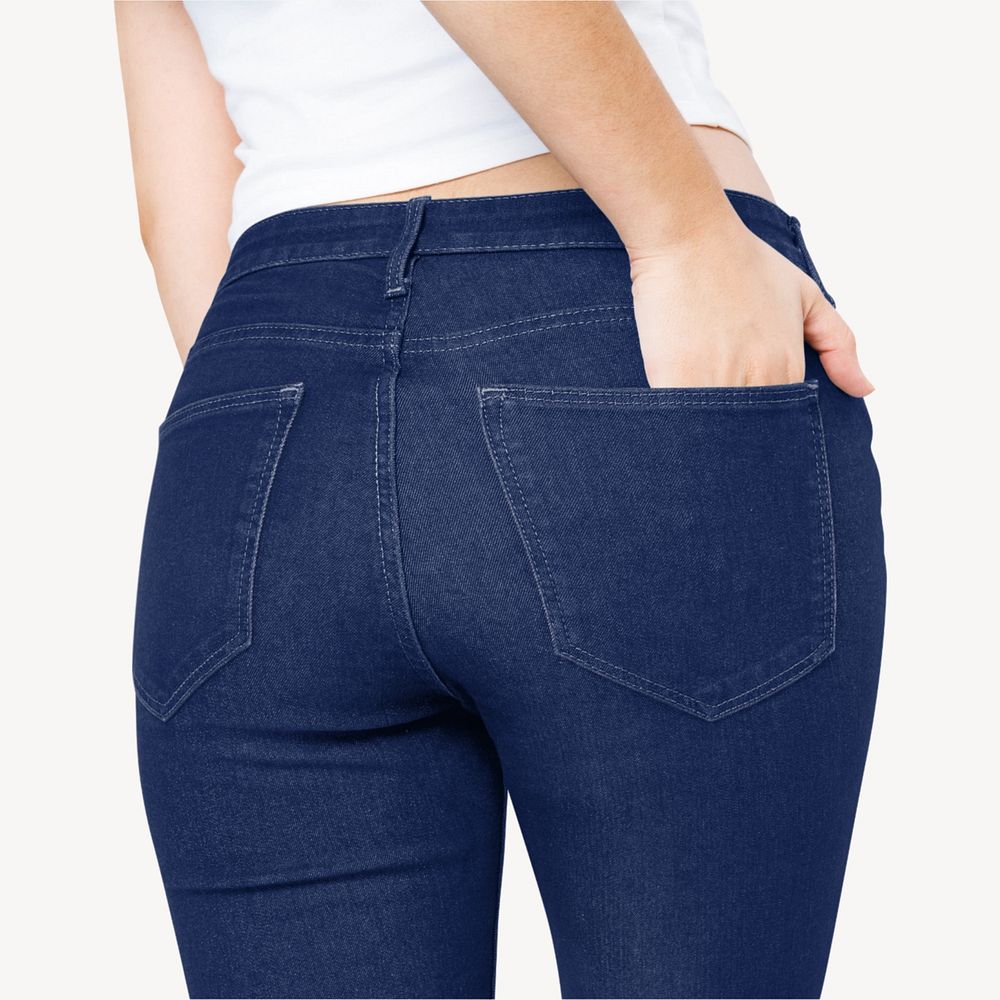 Woman in jeans mockup, editable design