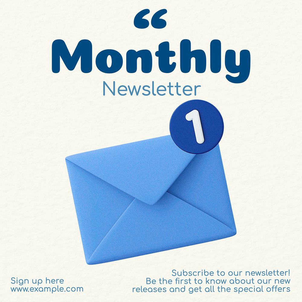 Monthly newsletter Instagram post template