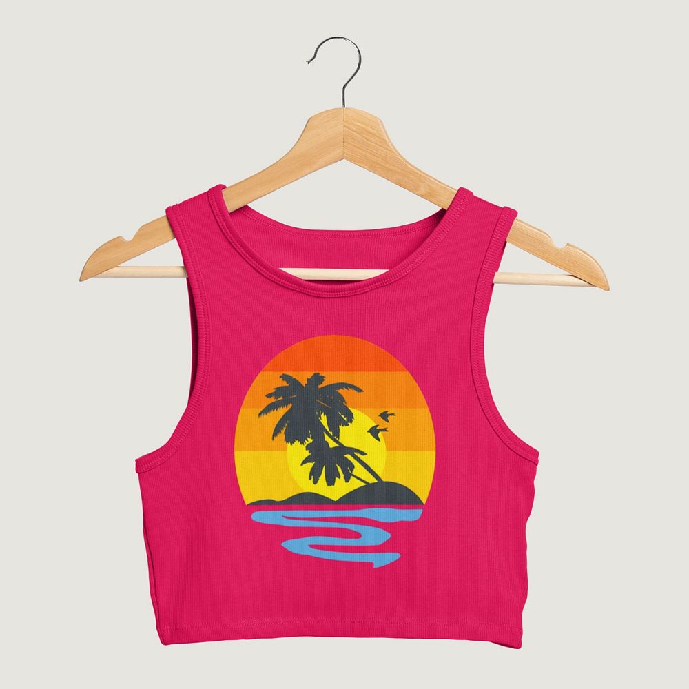 Tank crop top mockup, editable abstract design