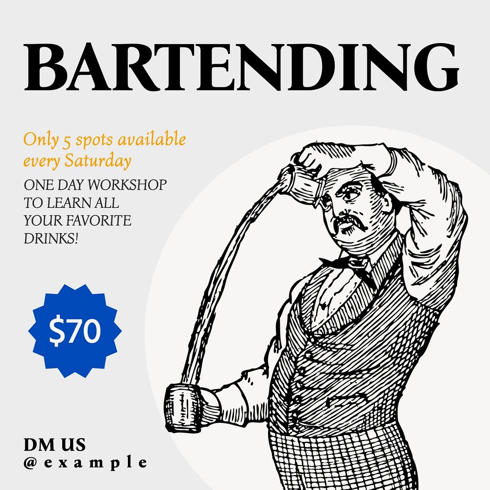 Bartending workshop Instagram post template