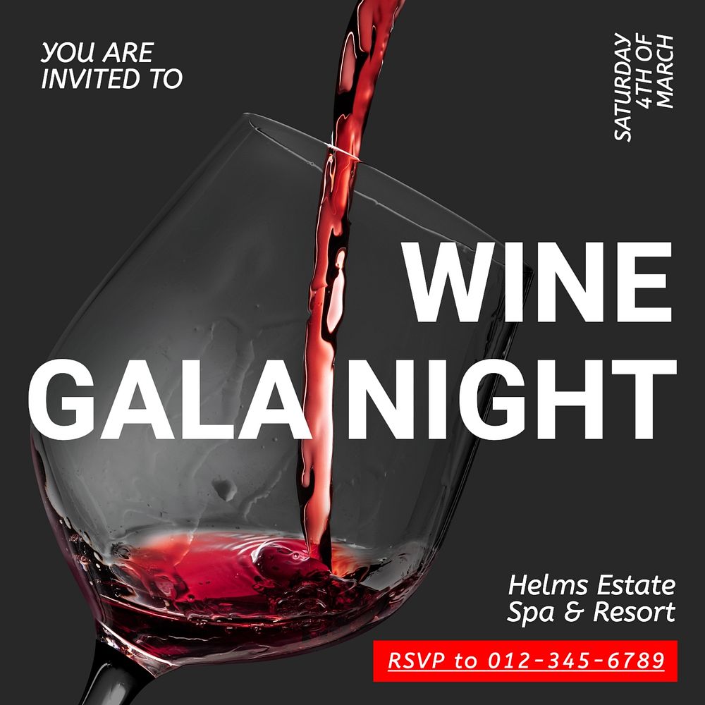 Wine gala night Instagram post template