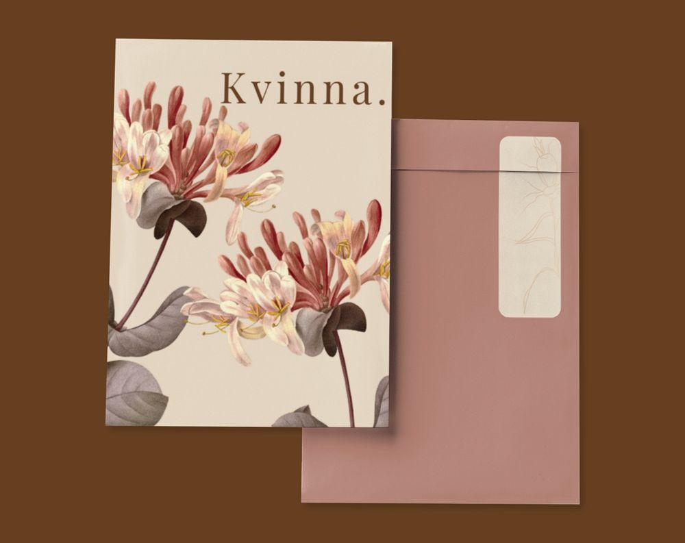 Document envelope mockup, aesthetic floral design