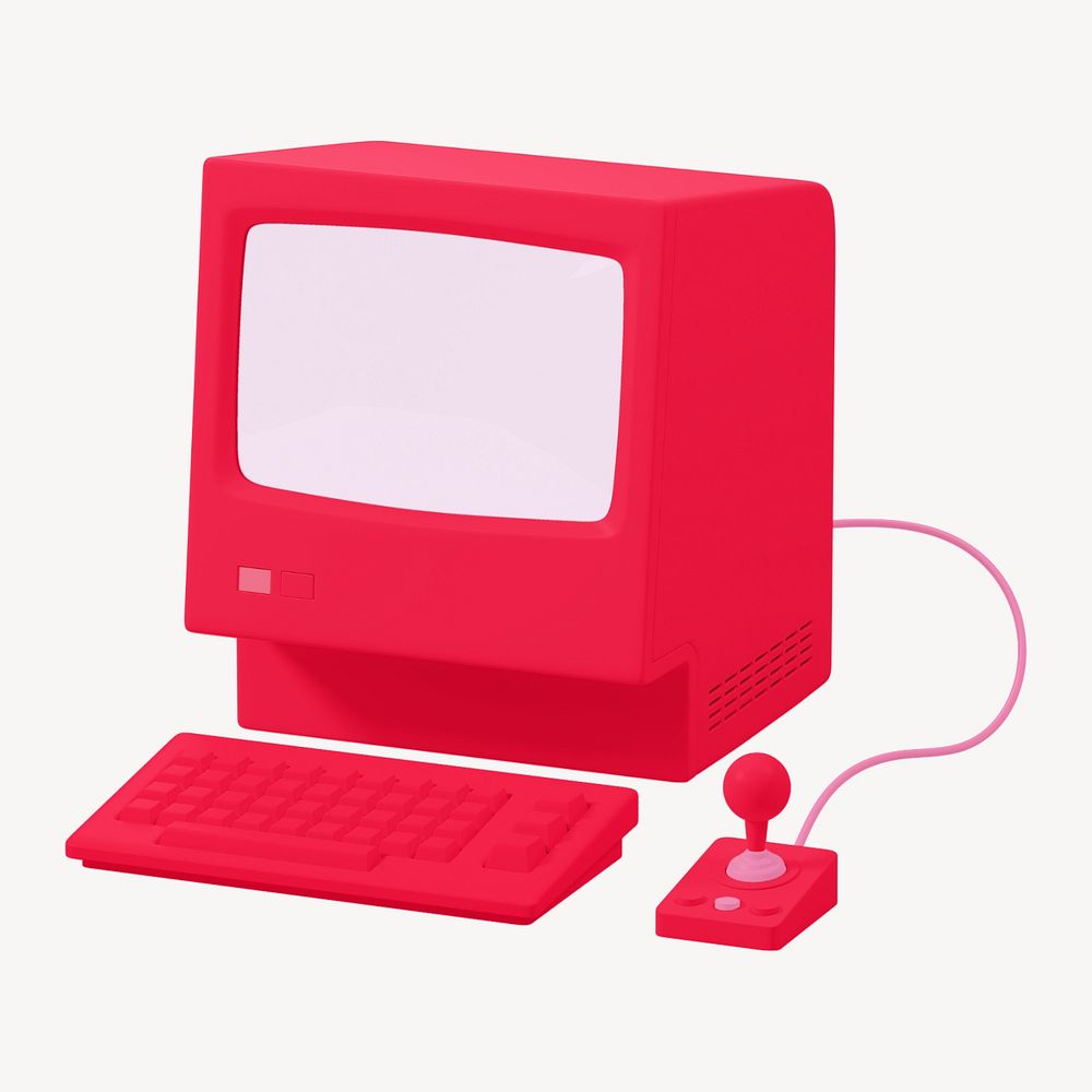 3D retro computer mockup, customizable design