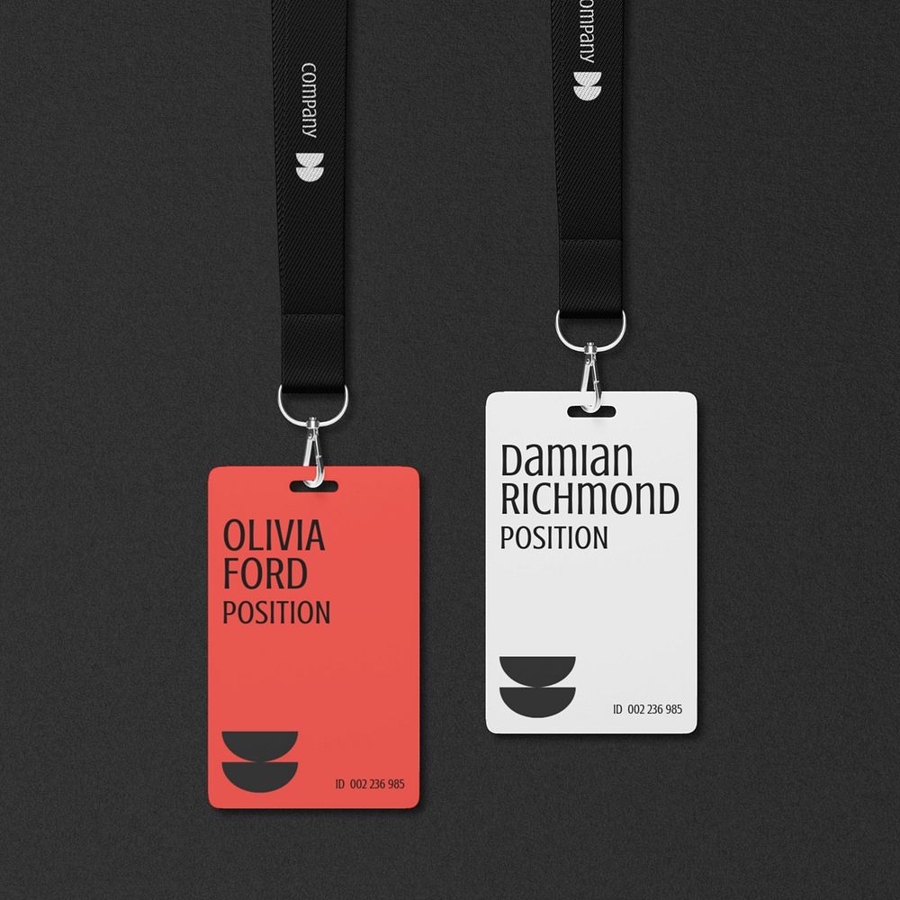 Lanyard card mockups, editable staff id card design 