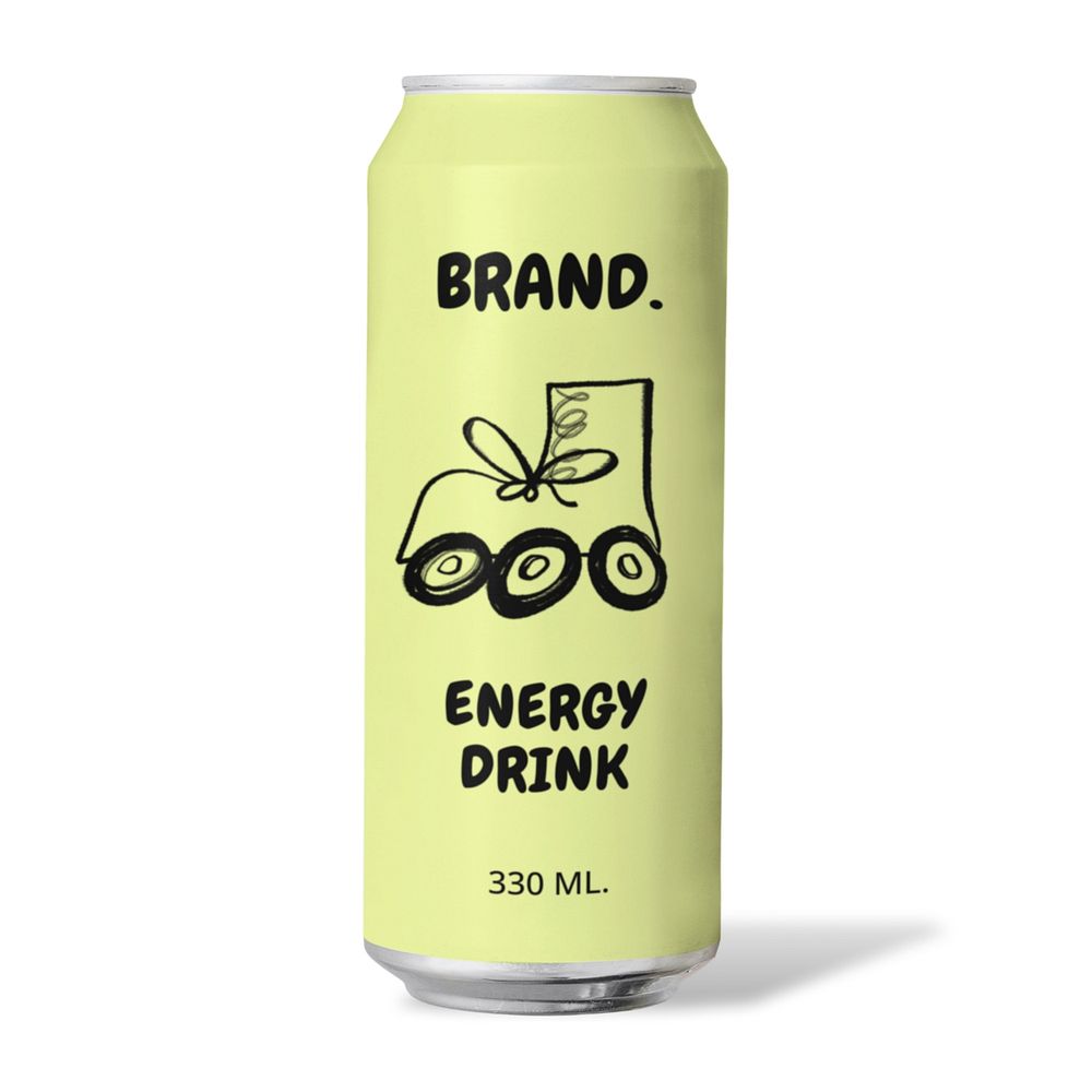 Soda can mockup, cute doodle, customizable design