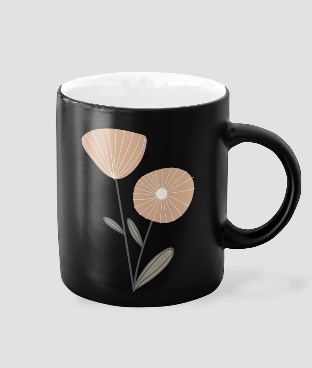 Floral coffee cup mockup, editable design