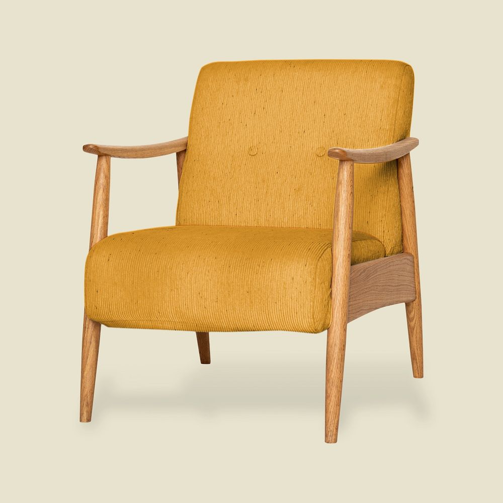 Yellow retro armchair mockup, editable design