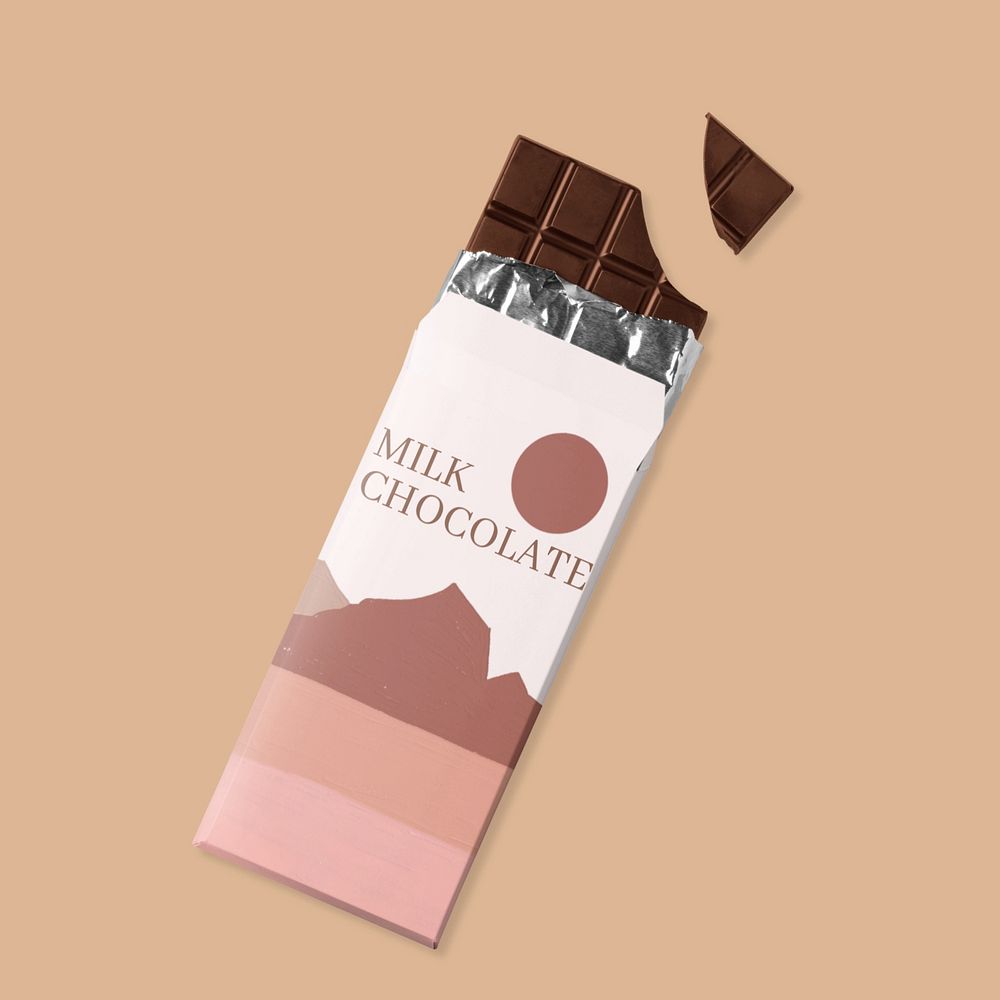 Milk chocolate bar mockup, editable design