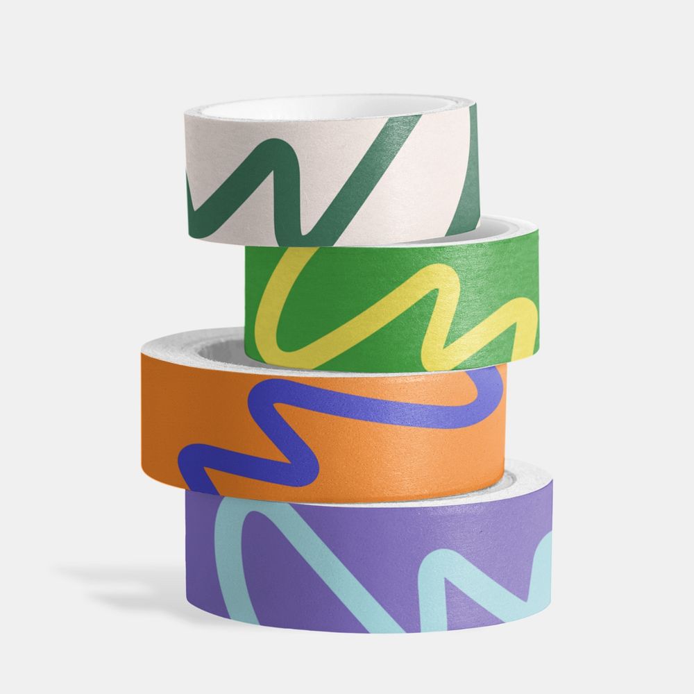 Stacked washi tape rolls mockup, editable design