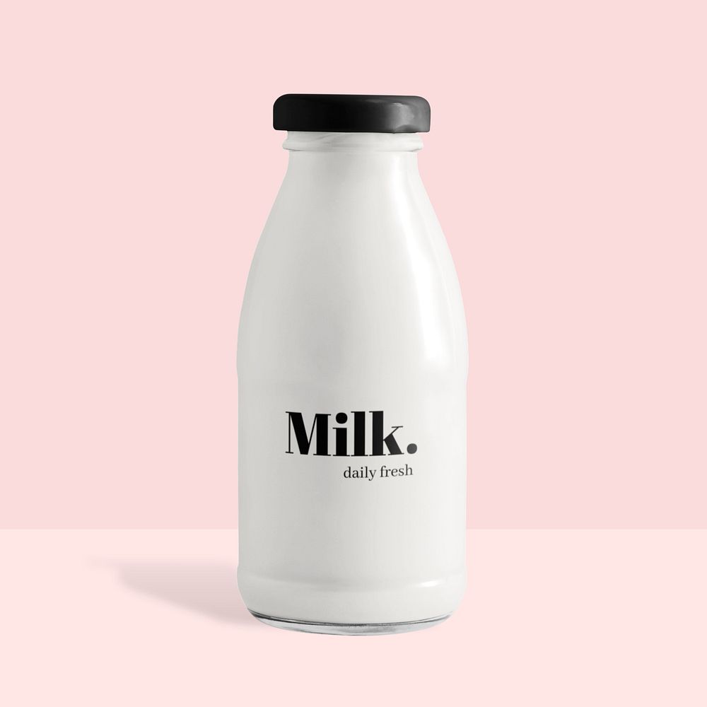 Milk bottle mockup, editable design