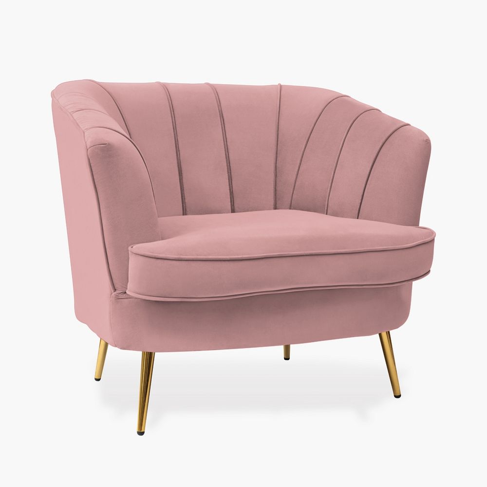 Pink velvet armchair mockup, editable design