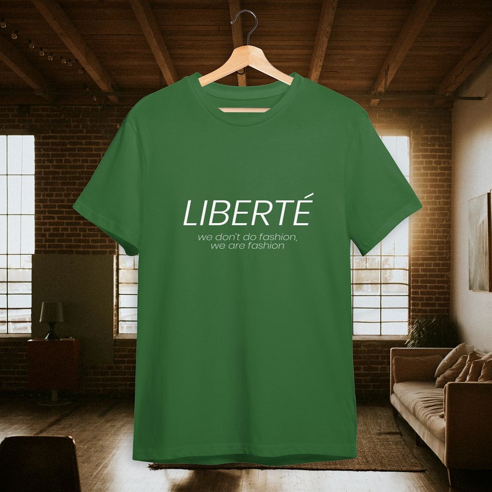 Green t-shirt mockup, editable apparel & fashion