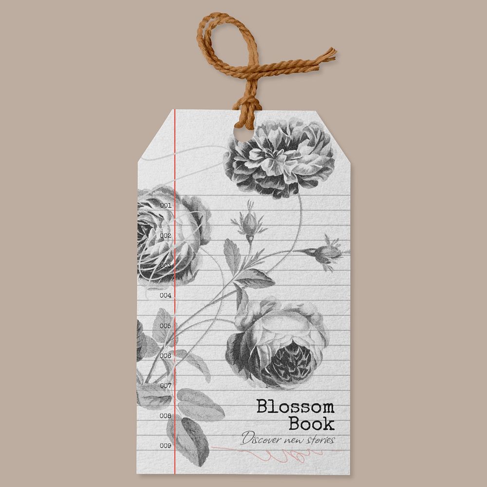 Editable floral label tag mockup design