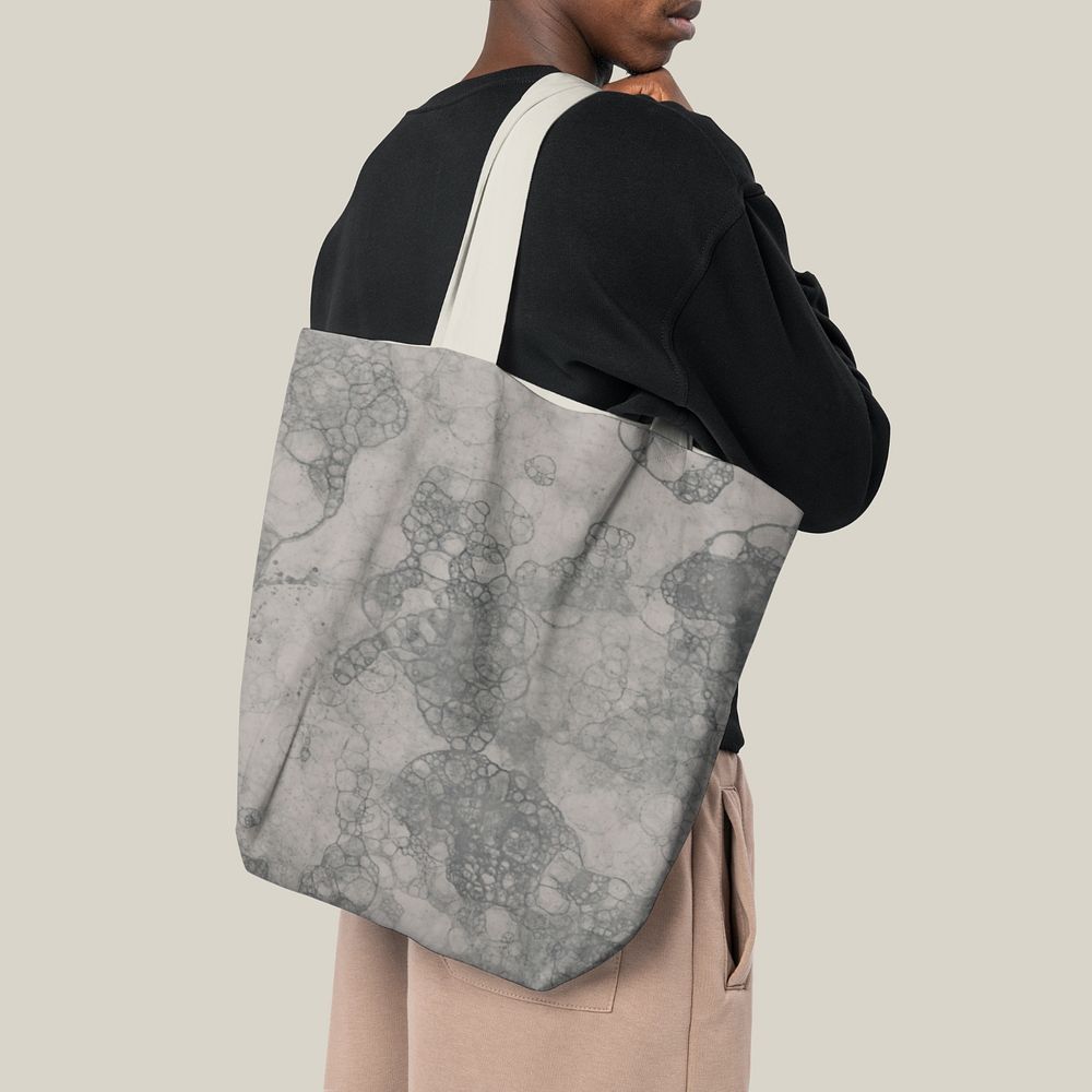 Tote bag mockup, African American model editable design