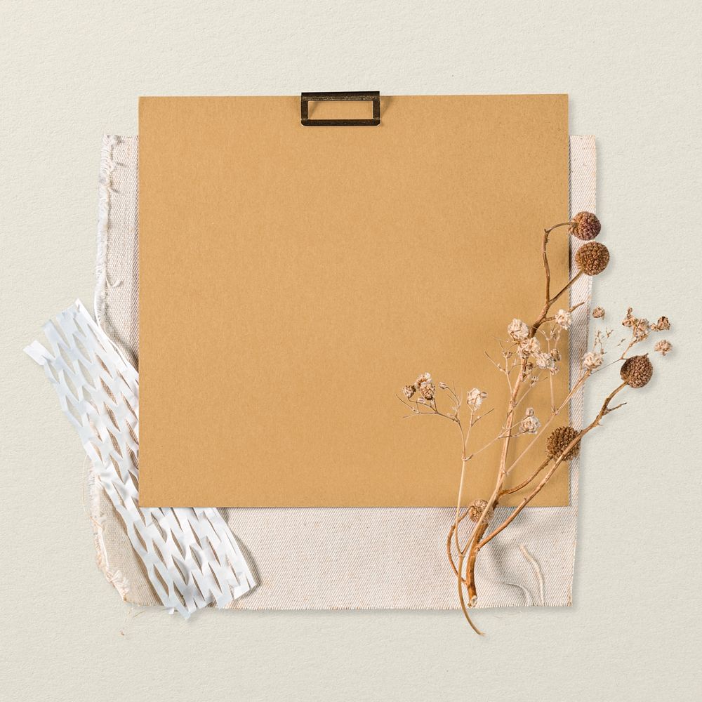 Autumn note paper collage mockup, editable design