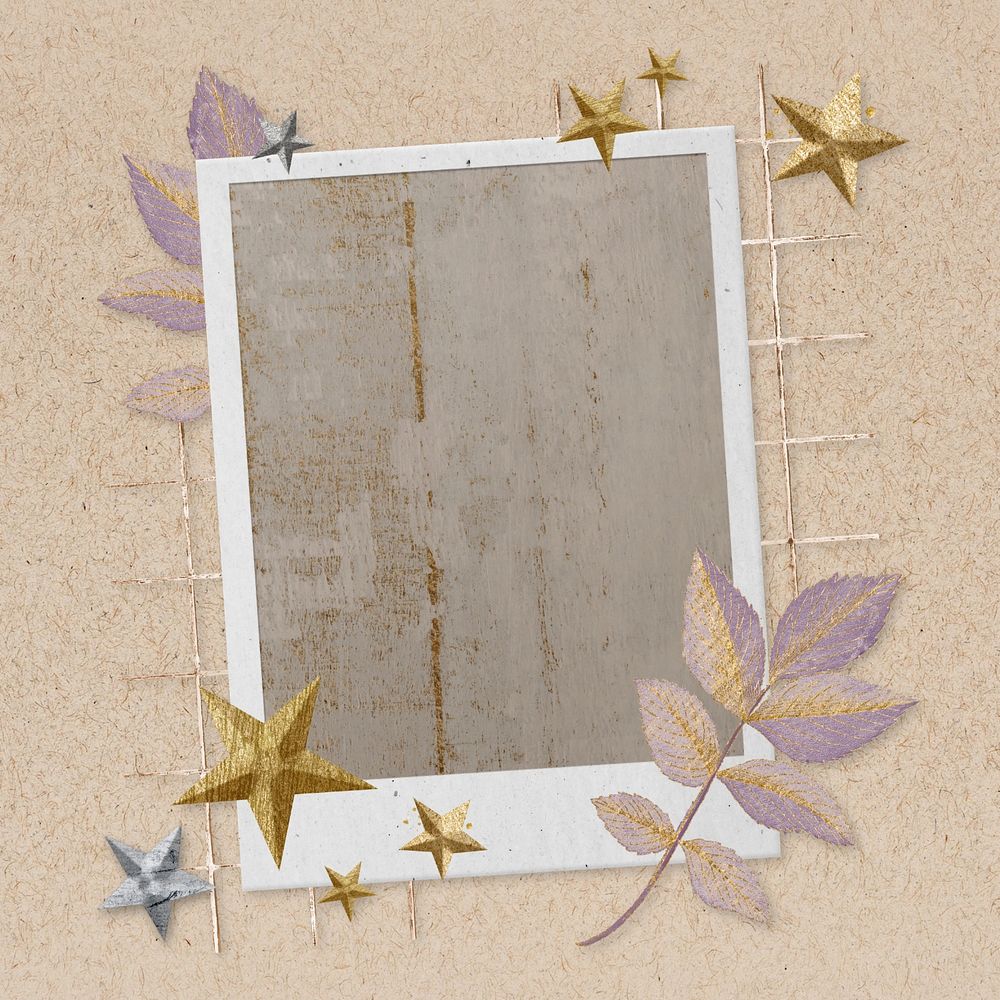 Aesthetic instant film frame mockup, paper collage, editable design