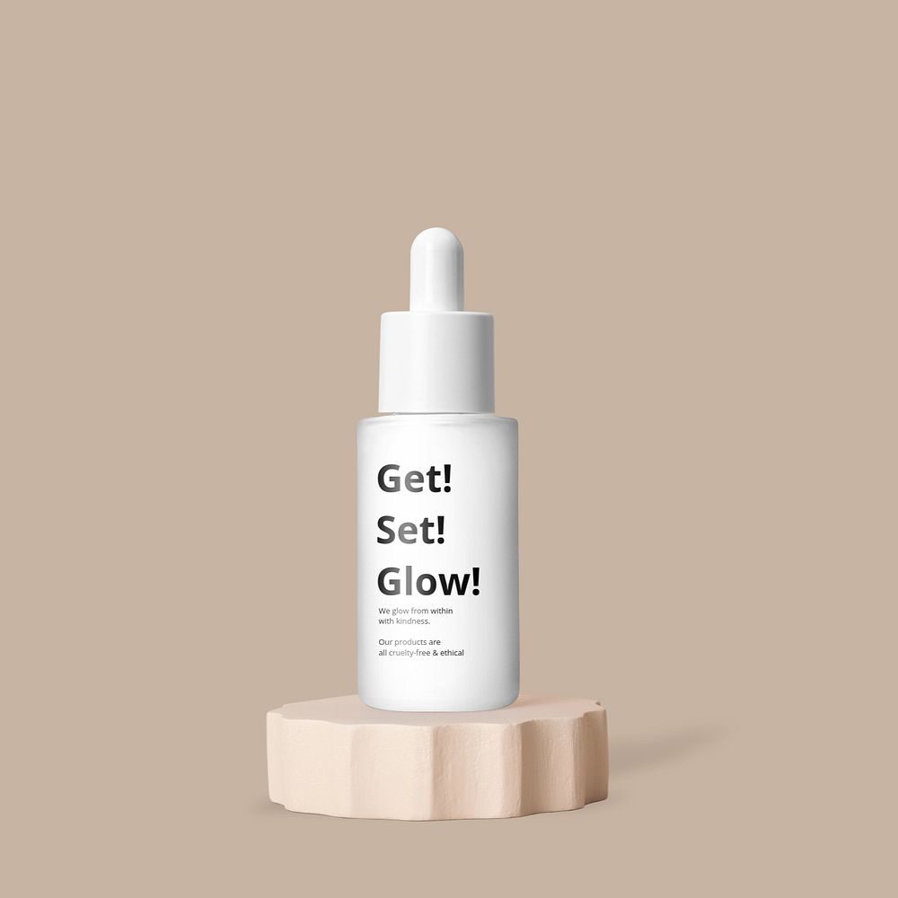 Skincare dropper bottle mockup, editable design