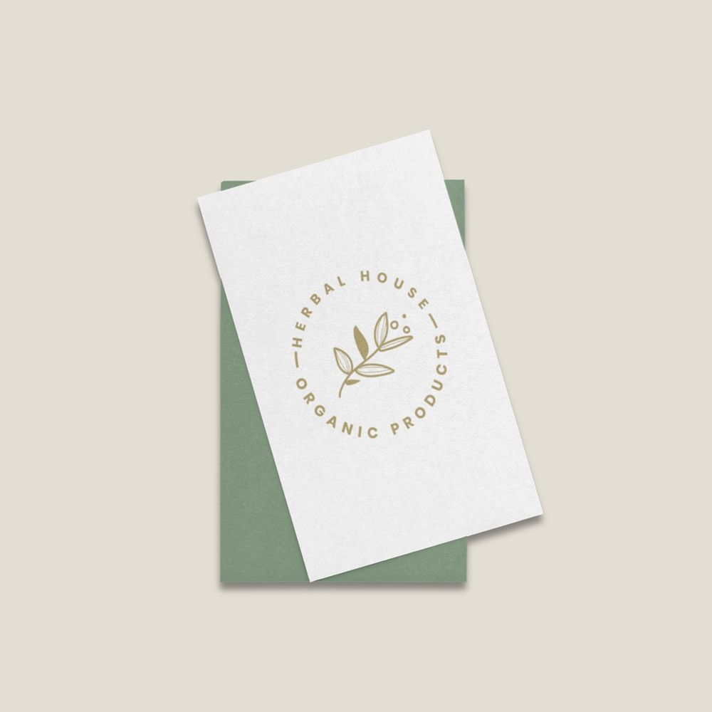 Business cards mockup, floral editable design