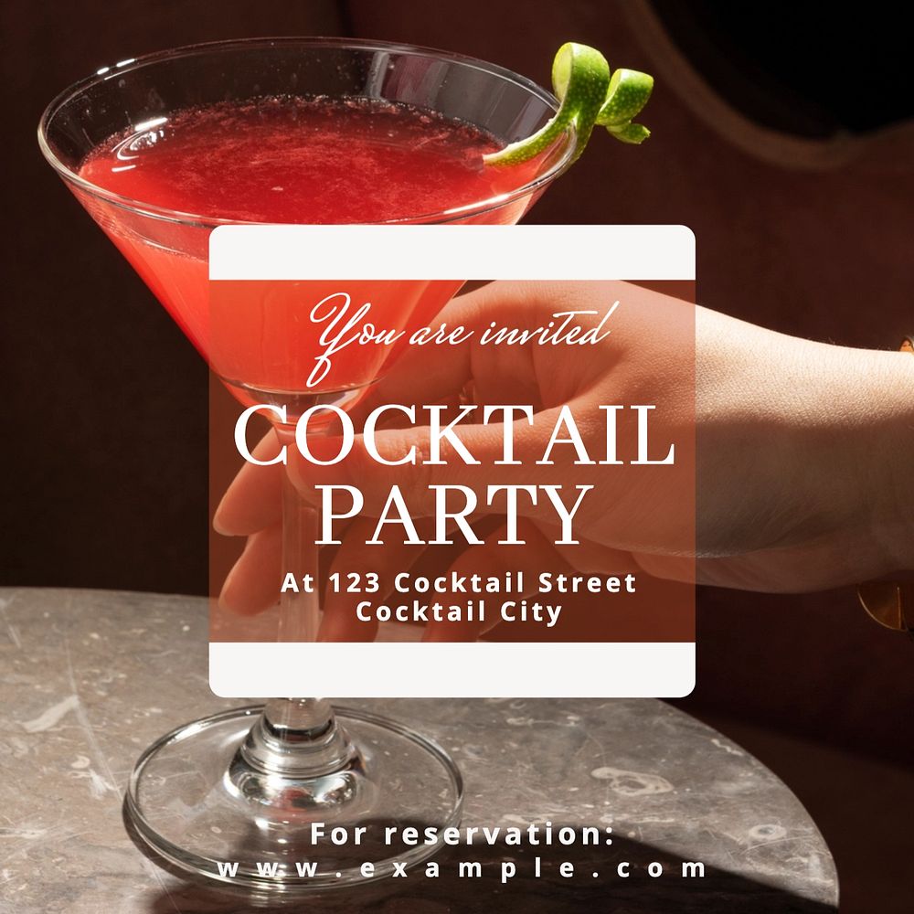 Cocktail party Instagram post template