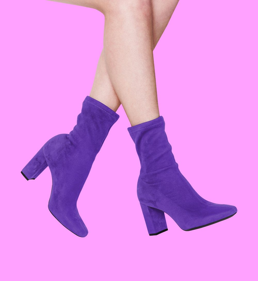 Editable purple sock boots, women's footwear fashion