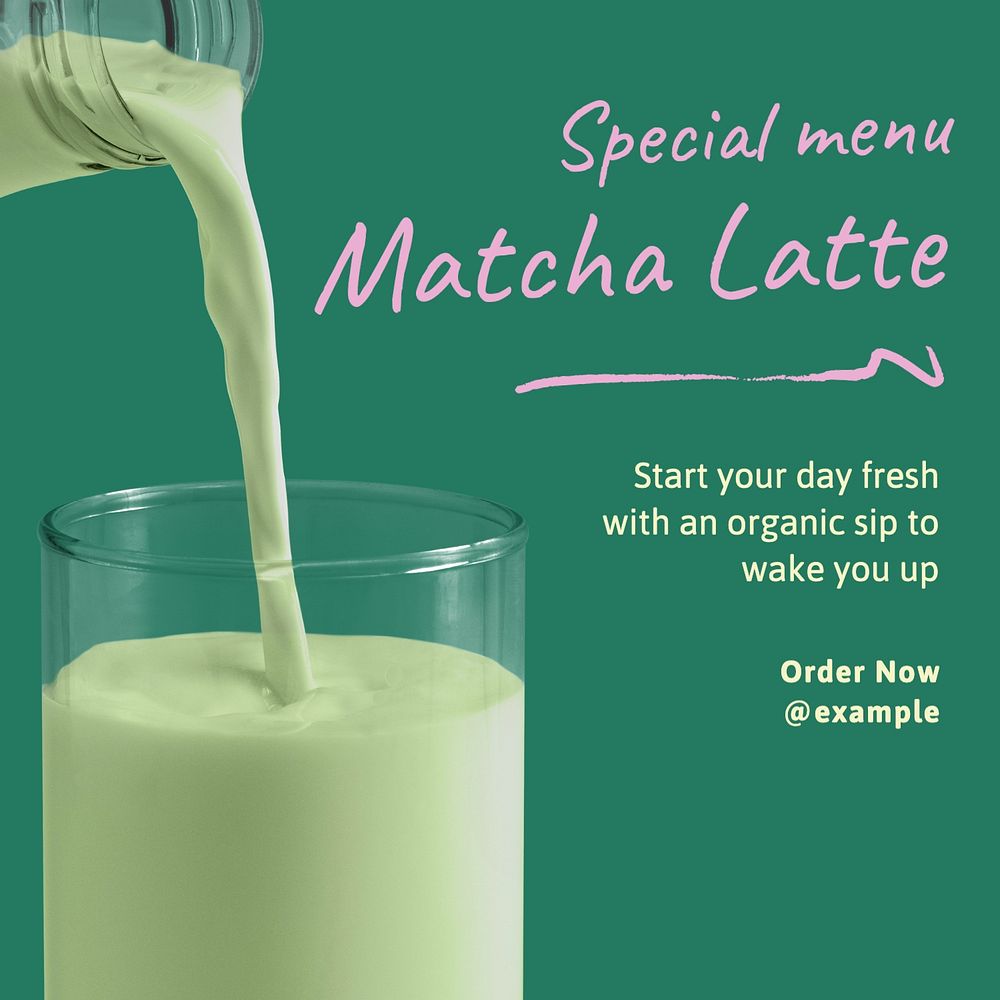 Matcha latte Instagram post template