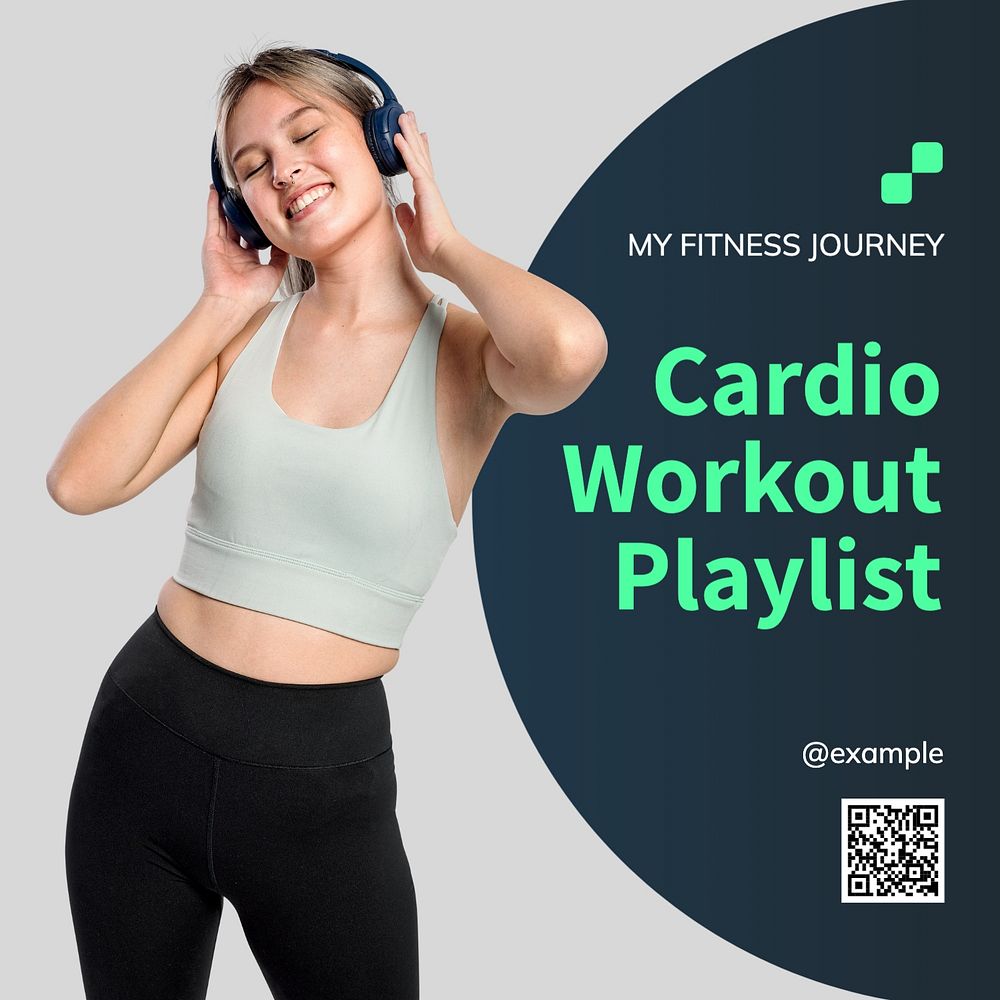 Cardio workout playlist Instagram post template